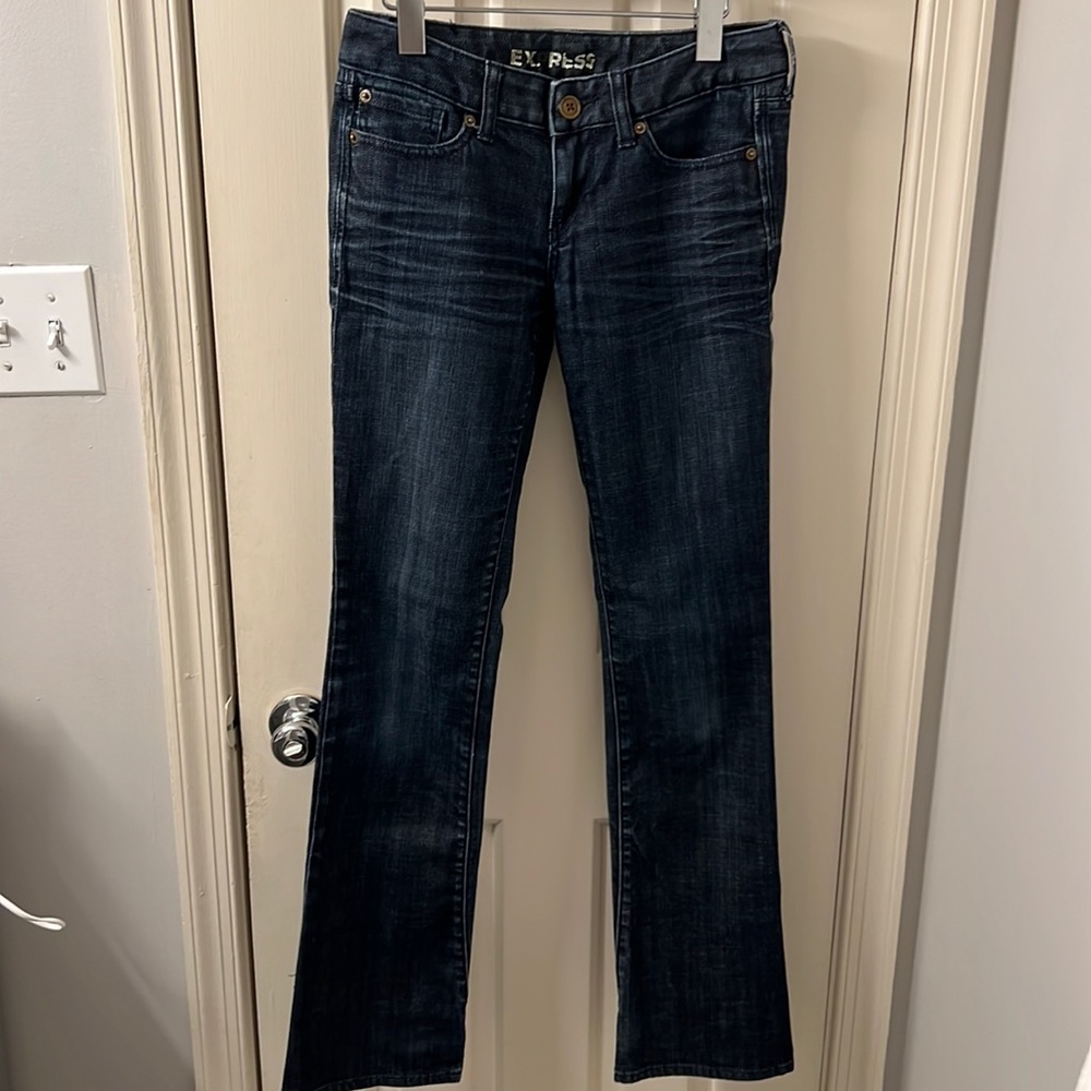 Express 0 bootcut deep blue/faded regular rise jeans